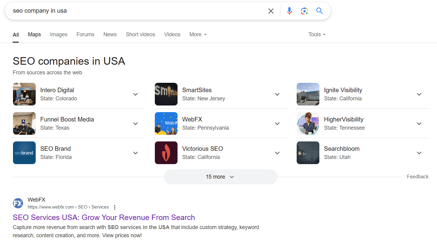 Keyword search intent
