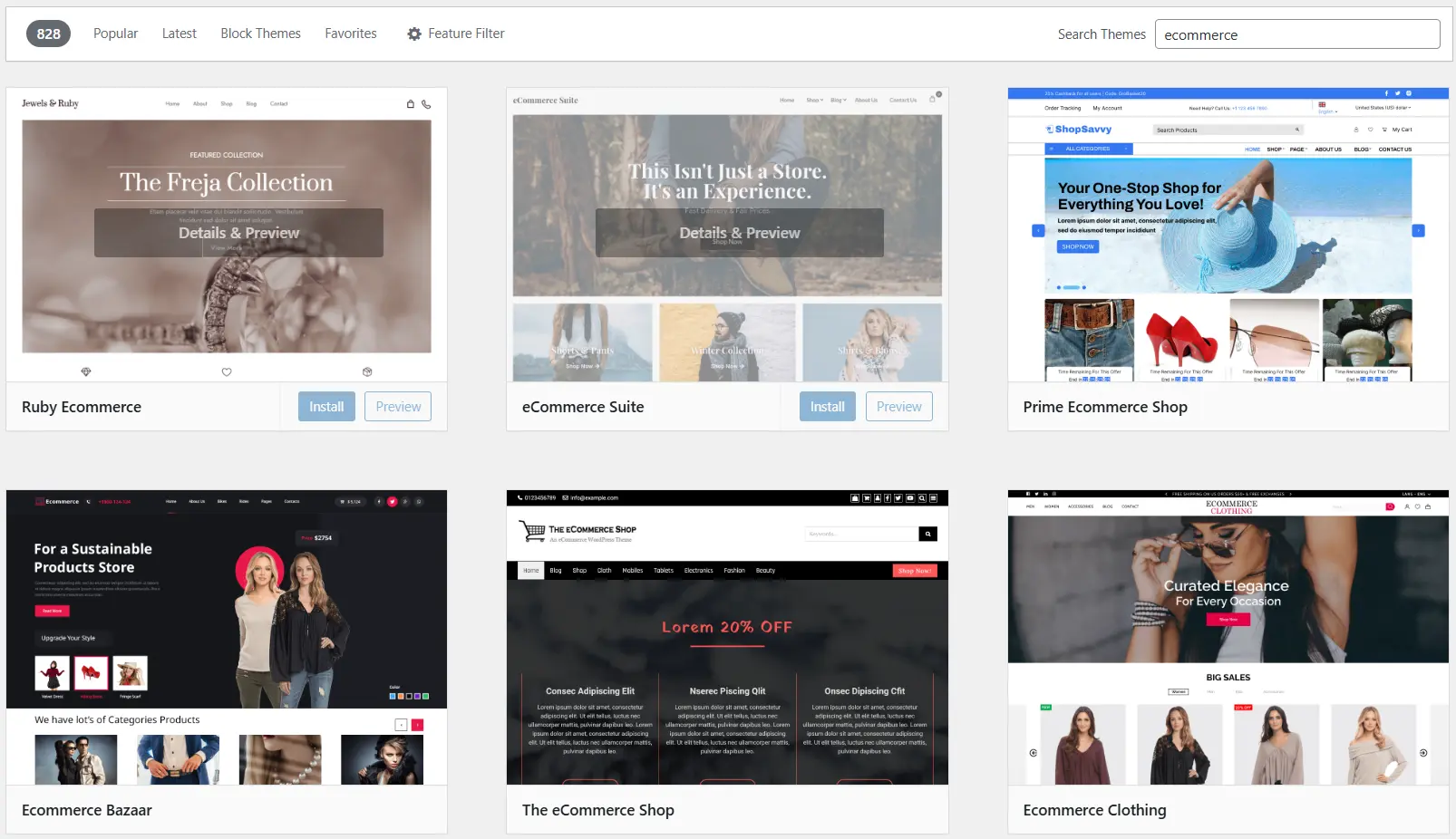 Ecommerce wordpress themes