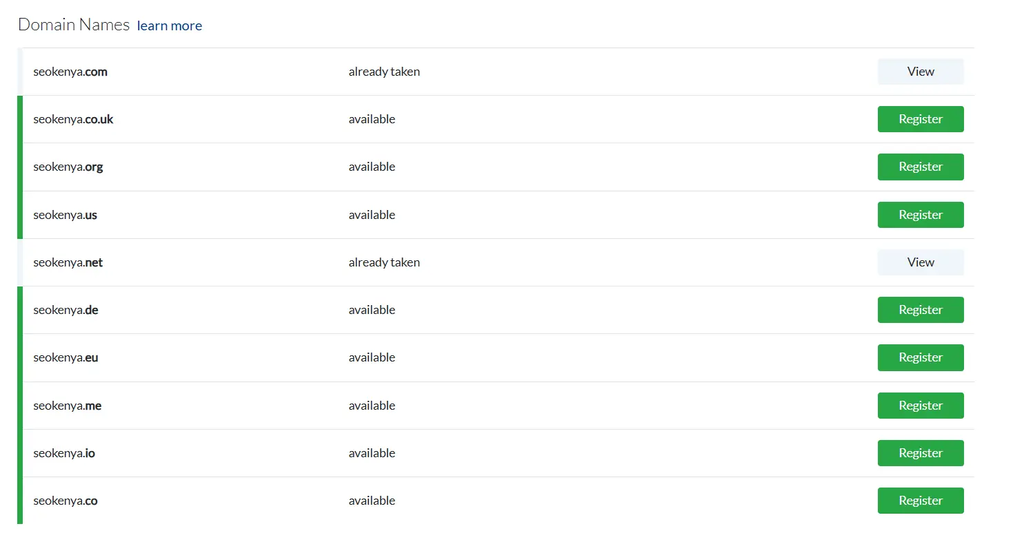 Check domain name availability with Namecheck