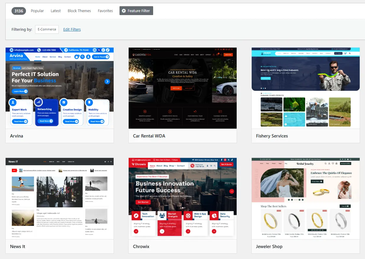 E-commerce themes on WordPress